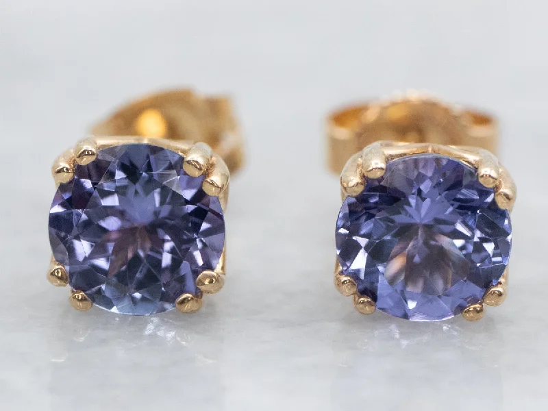 ladies earrings victorian-Vibrant Tanzanite Stud Earrings