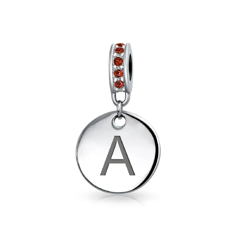 Ladies bracelets firm grip designs-Initial Alphabet Bead Charm A-Z Monogram Red Crystal Dangle for European Bracelet