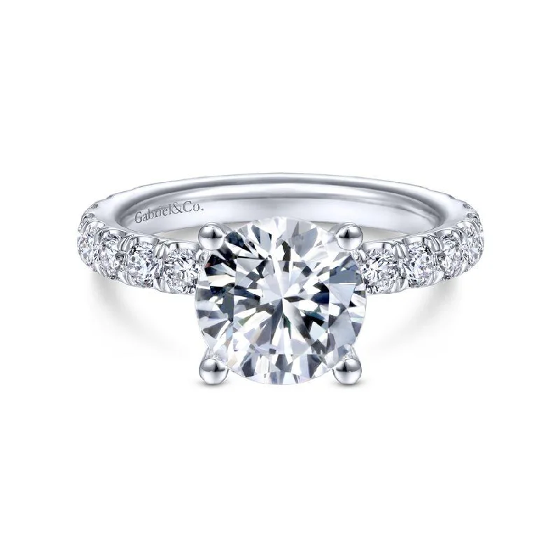 ladies engagement ring halo-Ulani - 14K White Gold Round Diamond Engagement Ring (Setting Only)