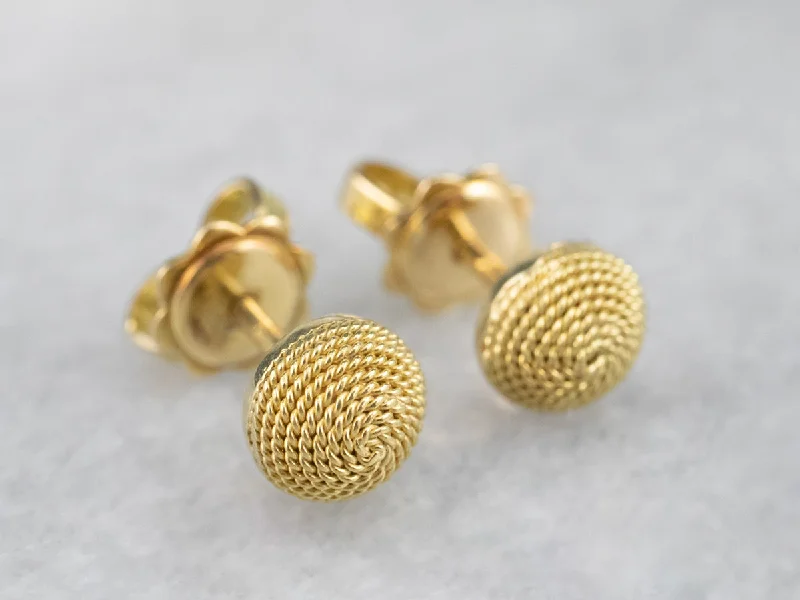 ladies earrings party silver-18K Gold Rope Twist Stud Earrings