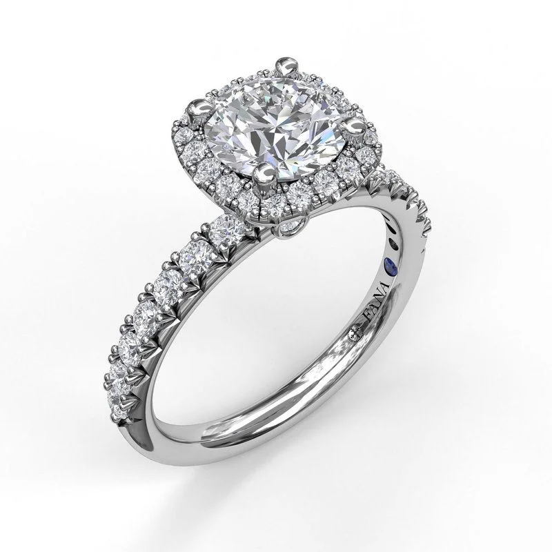 ladies engagement ring chunky-Classic Diamond Halo Engagement Ring with a Gorgeous Side Profile