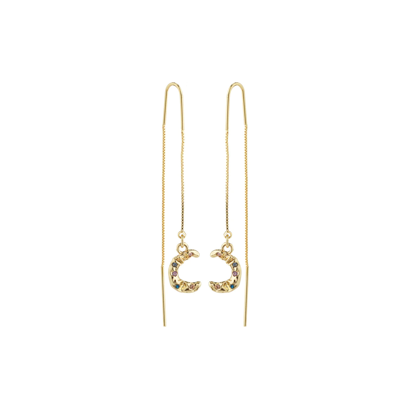 ladies earrings zirconia-Remy Gold Plated Pull Through Earrings