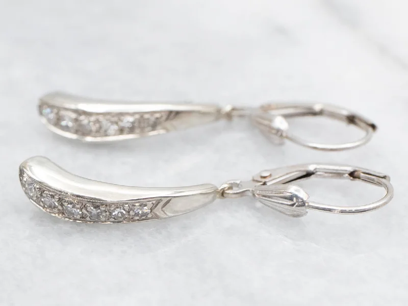 ladies earrings medium-White Gold Diamond Drop Earrings