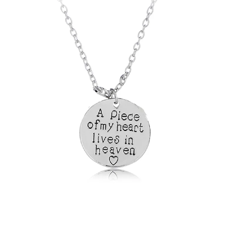 Ladies necklaces single layer necklaces-inch  a piece of my heart lives in heaveninch  Memorial Necklace & Pendant for Your Lost Ones Sympathy Gift