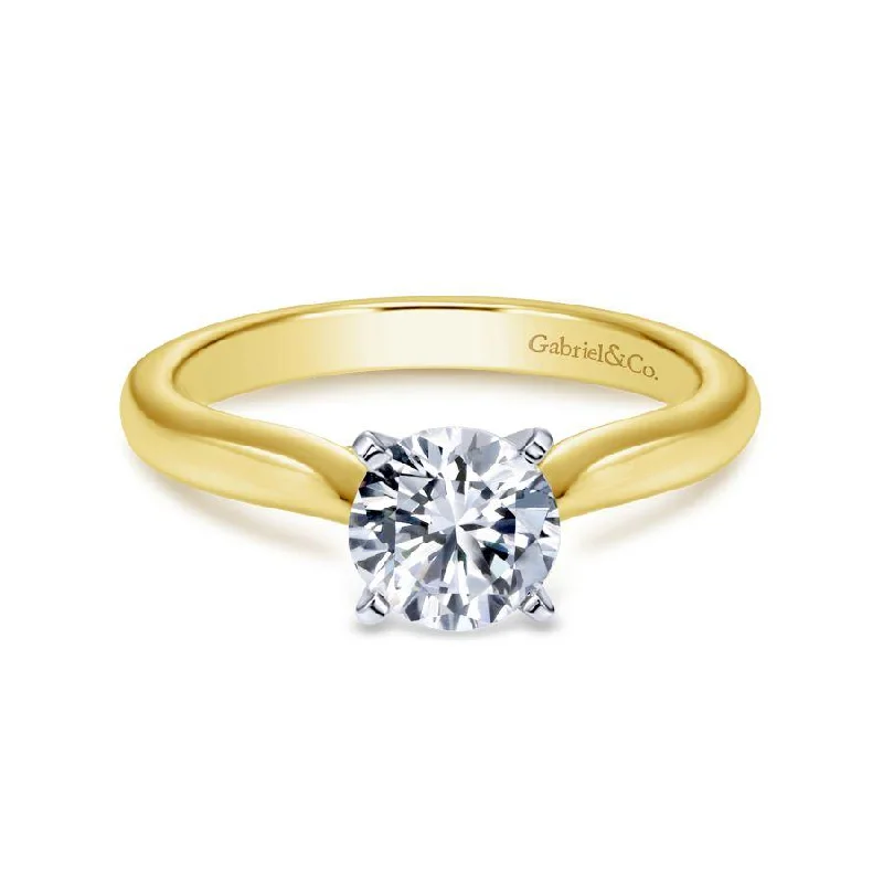 ladies engagement ring recycled silver-14K WhiteYellow Gold Round Diamond Engagement Ring