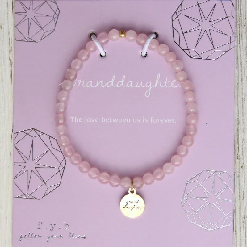 Ladies bracelets knot symbol designs-Granddaughter - Stretchy Rose Quartz Bracelet