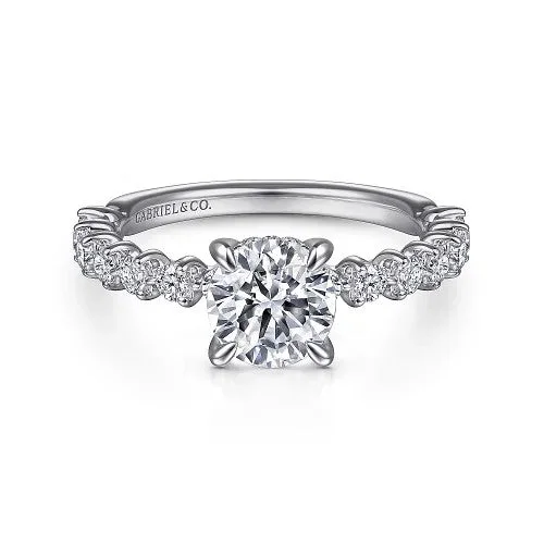 ladies engagement ring summer style-Zelmira - 14K White Gold Round Diamond Engagement Ring (Setting Only)