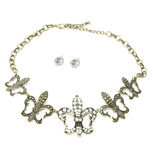 Ladies necklaces online shopping deals-Fleur De Lis Necklace & Earrings