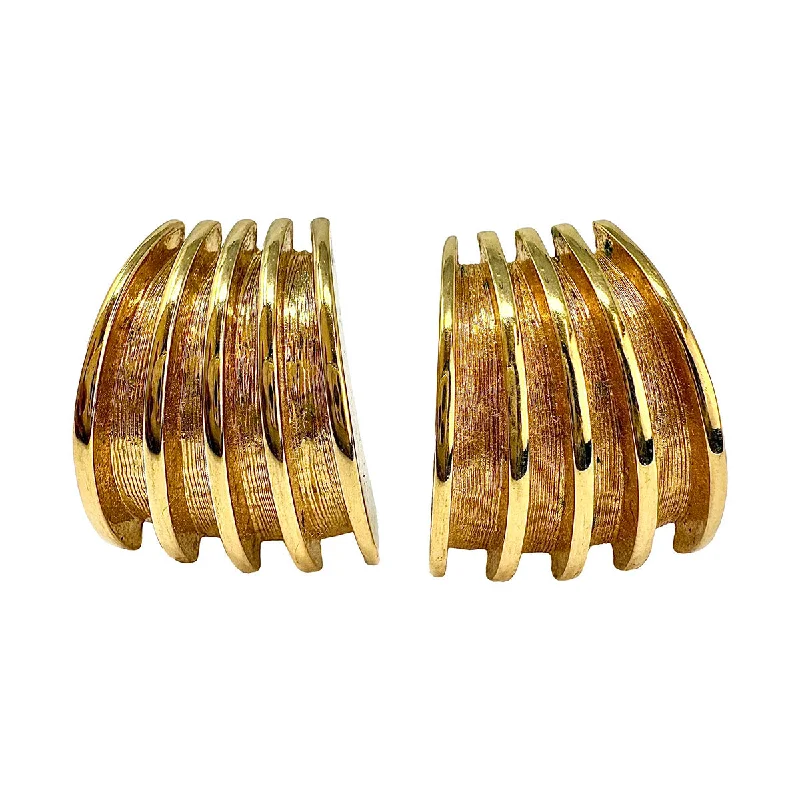 ladies earrings avant-garde-St. John Ribbed Clip-on Earrings