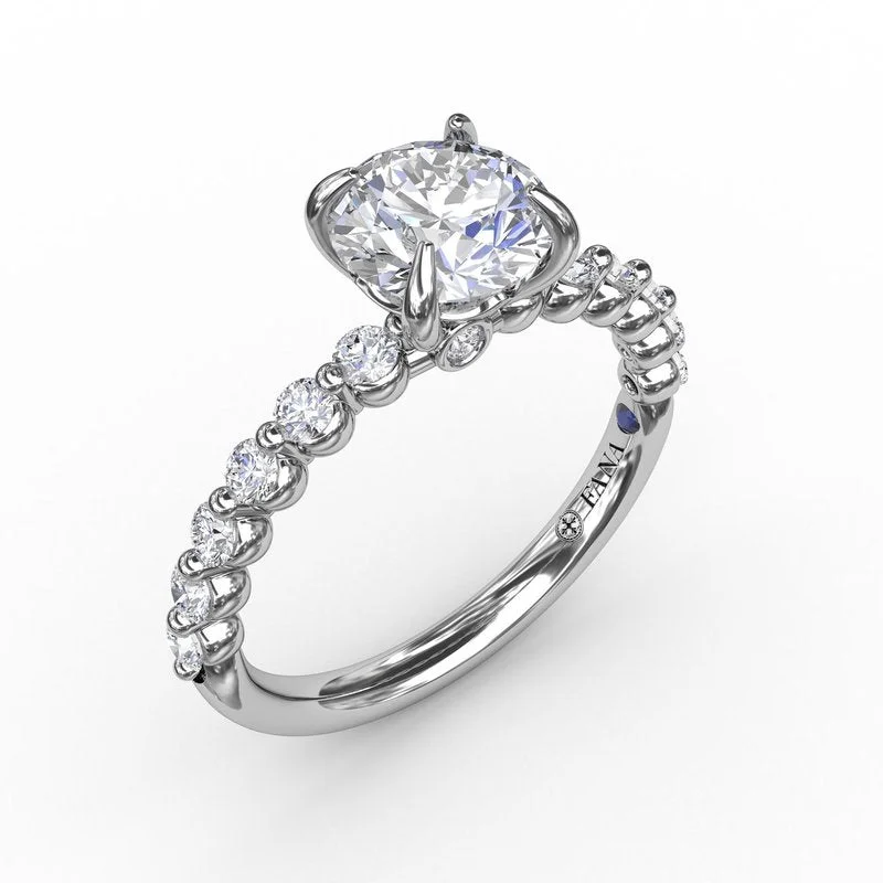 ladies engagement ring under 500-Contemporary Round Diamond Solitaire Engagement Ring With Diamond Band