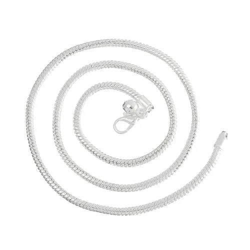 Ladies necklaces monochromatic styles-European Charm Snake Chain Necklaces with Ball Loster Clasp Silver Tone 24