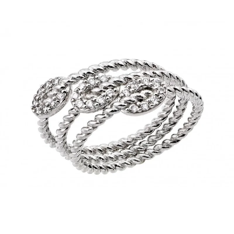 ladies ring conflict-free-Silver 925 Rhodium Plated Rope Oval Ring - BGR00919