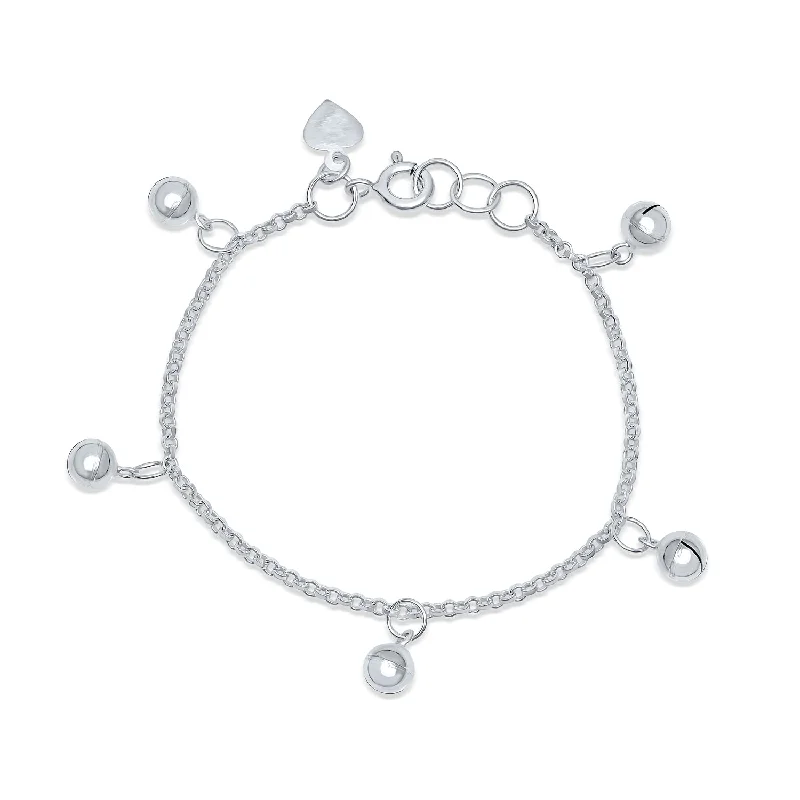 Ladies bracelets timeless craft styles-Girls Jingle Bells Bracelet Small Wrists 6 Inch .925Sterling Silver