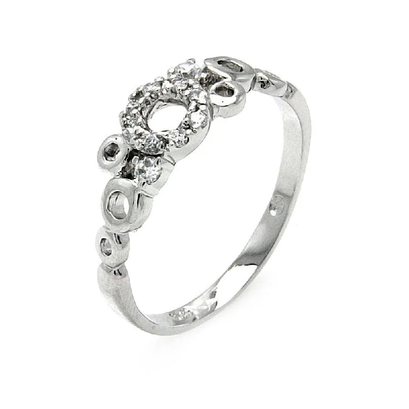 ladies ring birthstone-Silver 925 Rhodium Plated Clear CZ Open Bubbles Ring - BGR00517