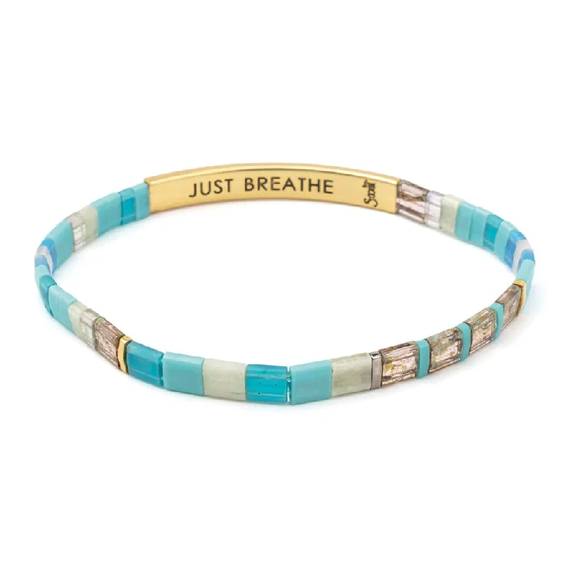 Ladies bracelets exclusive craft styles-Good Karma Miyuki Bracelet | Just Breathe - Tonal Turquoise & Gold