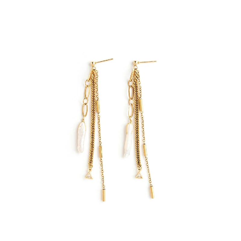 ladies earrings modern gold-Trellis Gold Earrings