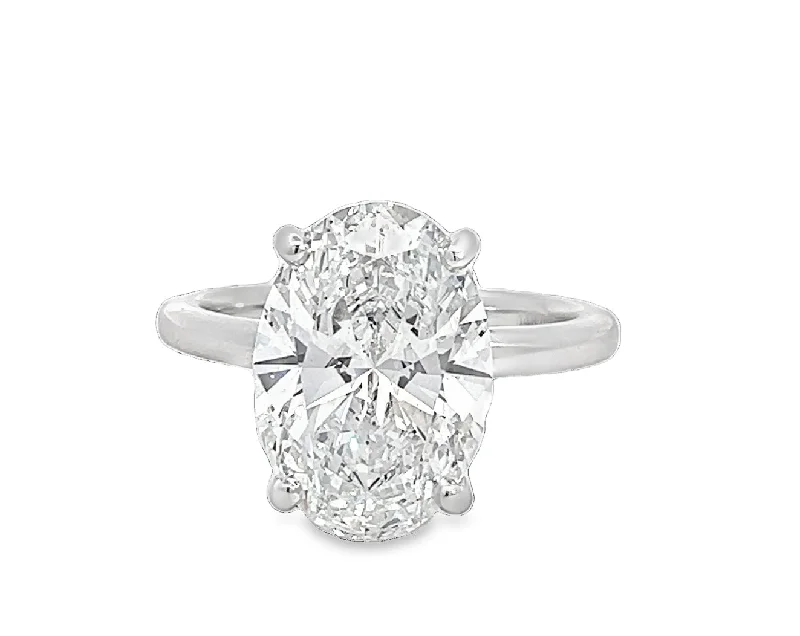 ladies engagement ring gold-LAB GROWN OVAL & ROUND DIAMONDS 5.16ctw SOLITAIRE ENGAGEMENT RING