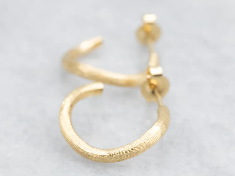 ladies earrings trendy gold-Brushed Gold Hoop Earrings