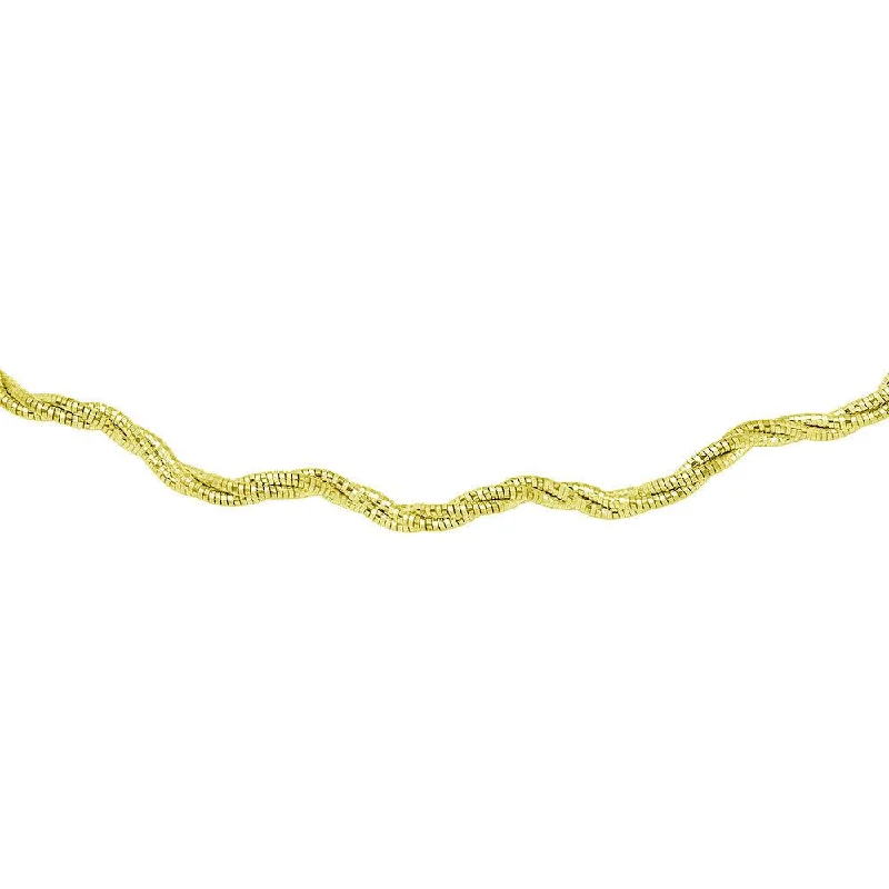 ladies ring bold gold-Gold Plated 925 Sterling Silver3 Layer Wave Omega Spring Chain 2.7mm - CH919 GP