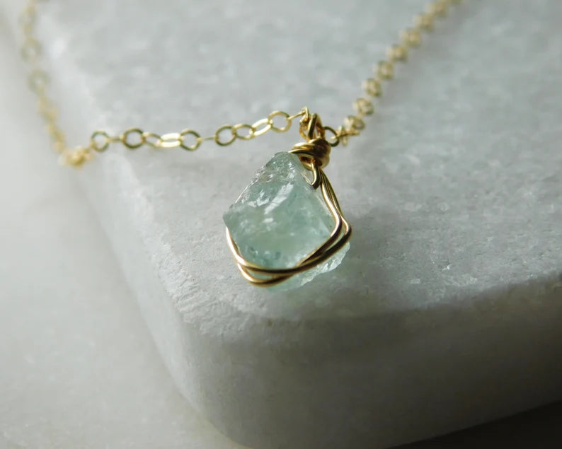 Ladies necklaces thoughtful birthday surprises-Raw Aquamarine Necklace | March Birthstone