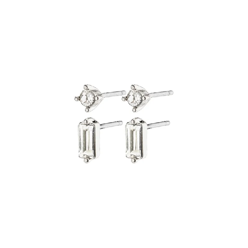 ladies earrings halo-Sabrina Silver Plated Earring Set