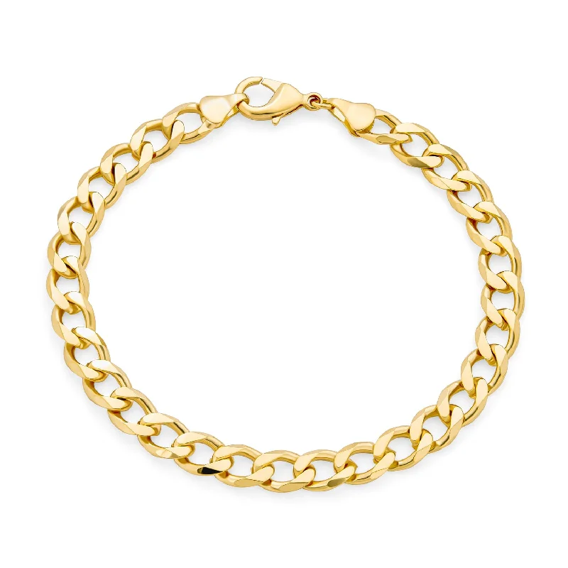 Ladies bracelets tension set styles-Cuban Curb Link Bracelet Polish Gold Plated