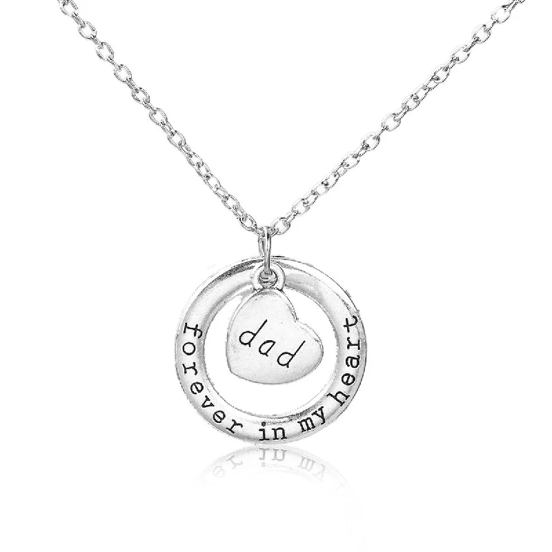 Ladies necklaces two-tone necklace designs-Sexy Sparkles inch  Forever In My Heart inch  and inch  Dad inch  Motherâ€™s Day Family Jewelry Necklace