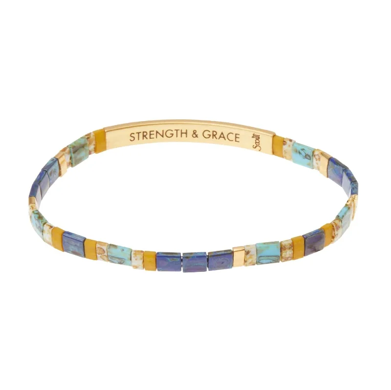 Ladies bracelets graduated size designs-Good Karma Miyuki Bracelet | Strength & Grace - Indigo/Gold