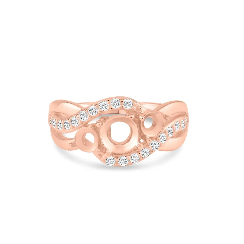 ladies ring mid-century-Rose Gold Plated 925 Sterling Silver 3 Mounting Stones Taper Shank Ring - BGR00813RGP