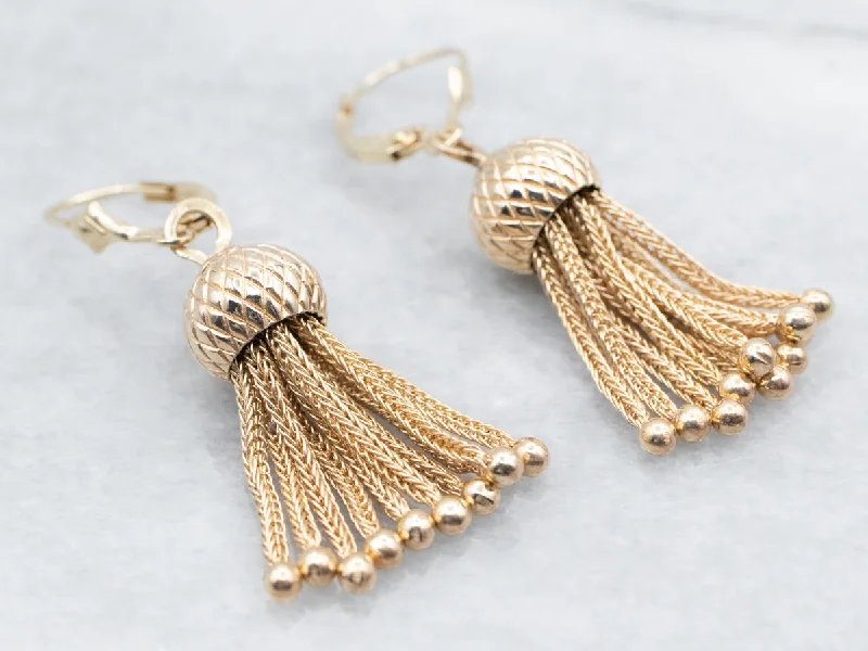 ladies earrings for her-Victorian Revival Gold Tassel Drop Earrings