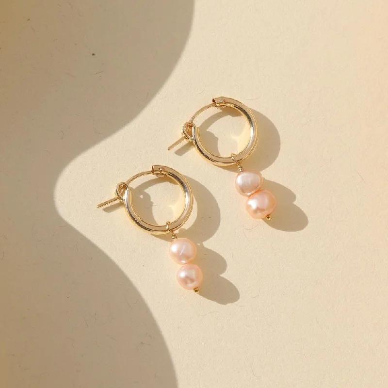 ladies earrings sale gold-Pink Pearl Earrings | Wholesale