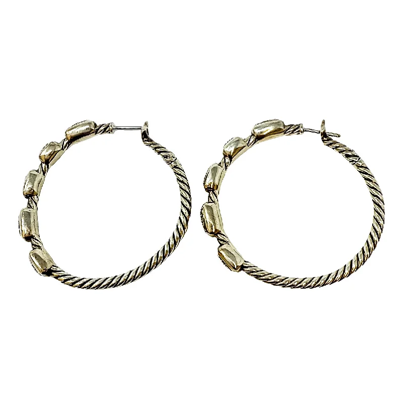 ladies earrings short gold-David Yurman Sterling Silver Confetti Diamond Hoop Earrings