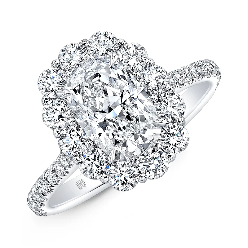 ladies engagement ring slim-Cushion Cluster Diamond Engagement Ring