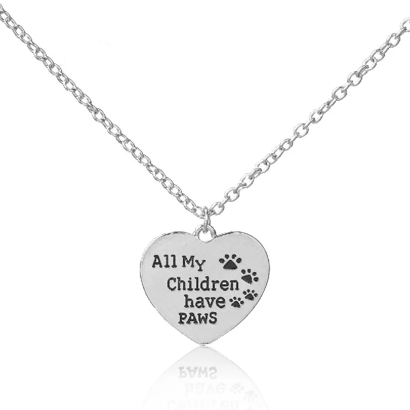 Ladies necklaces blue diamond designs-Sexy Sparkles inch  All My Children Have Paws inch  Dog Cat Pet Memorial Necklace