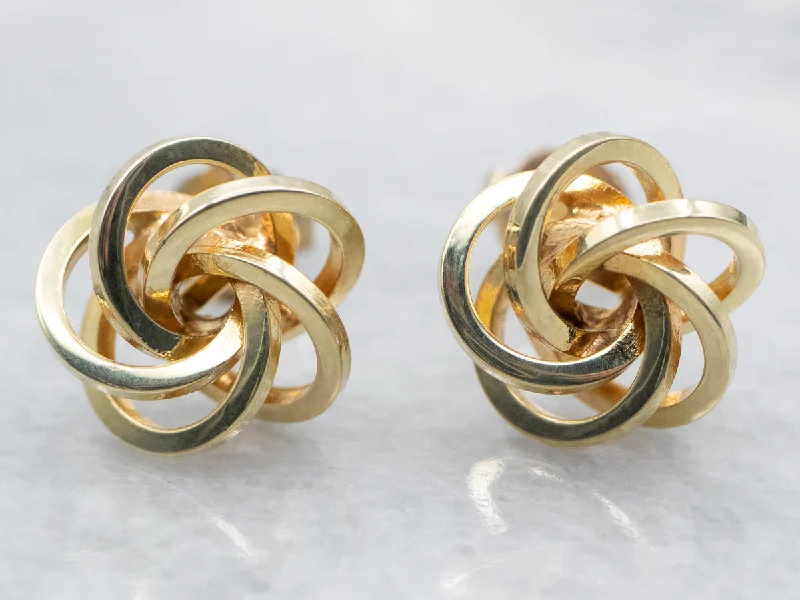 ladies earrings yellow topaz-Yellow Gold Knot Stud Earrings