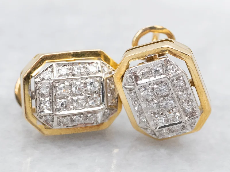 ladies earrings high-end-Diamond Cluster Stud Earrings