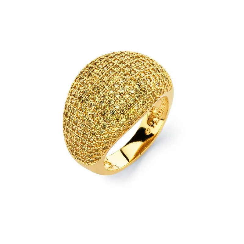 ladies ring custom gold-Silver 925 Gold Plated Clear Micro Pave Set CZ Cigar Band Ring - BGR00756GP