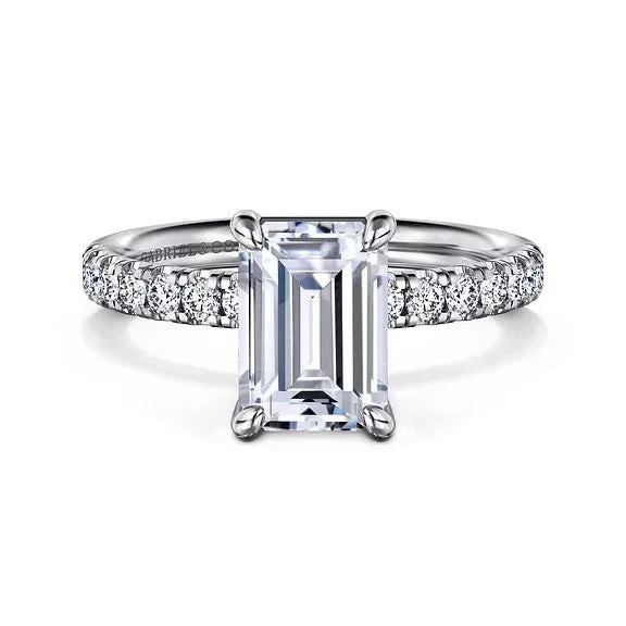 ladies engagement ring boho sapphire-Winslow - 14K White Gold Emerald Cut Diamond Engagement Ring (Setting Only)