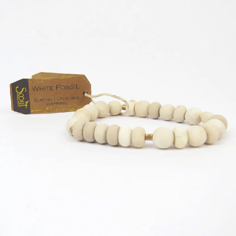 Ladies bracelets one-off design bracelets-Scout White Fossil Stone Stacking Bracelet