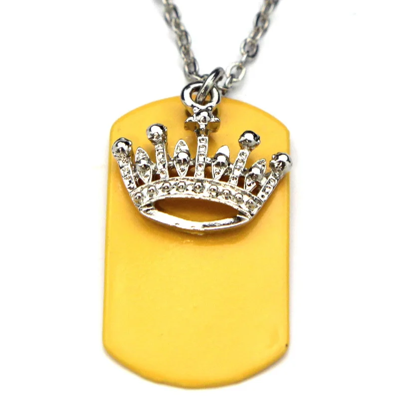 Ladies necklaces avant-garde designs-Crown Necklace Dog Tag Yellow