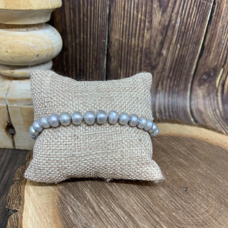 Ladies bracelets natural stone designs-Silver Pearl Bracelet