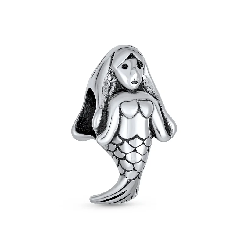 Ladies bracelets eternity band picks-Tropical Sea Nymph Mermaid Charm Bead Sterling Silver for European Bracelet