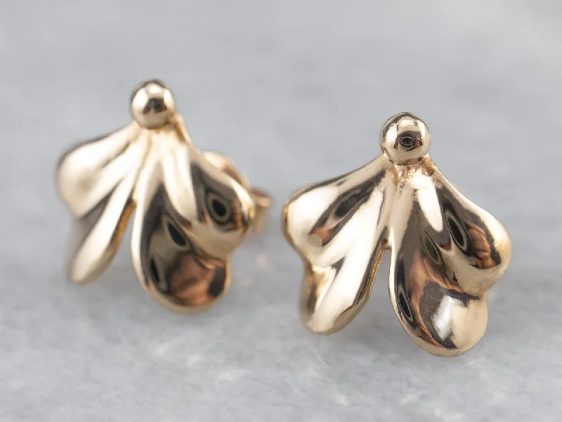 ladies earrings delicate-18K Gold Botanical Stud Earrings