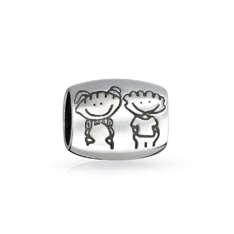 Ladies bracelets age-appropriate designs-BFF Friendship Charm Bead Sterling Silver for European Bracelet