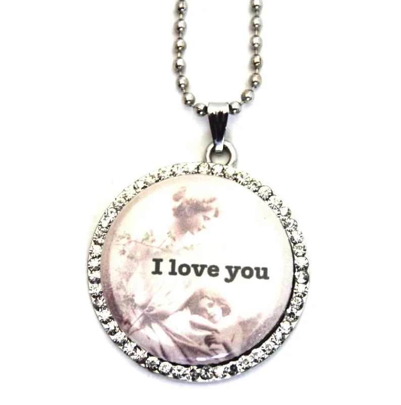 Ladies necklaces low maintenance styles-"I Love You" Necklace