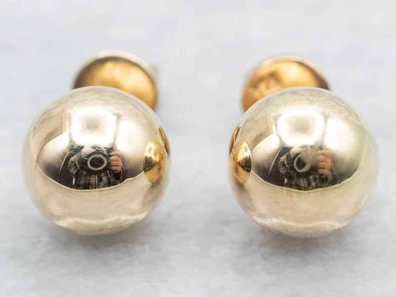 ladies earrings artisan-Polished Gold Ball Stud Earrings