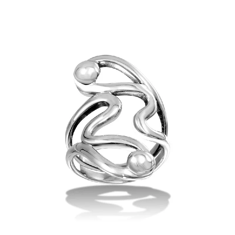 ladies ring timeless-High Polished 925 Sterling Silver Abstract Wrap Ring - CR00717