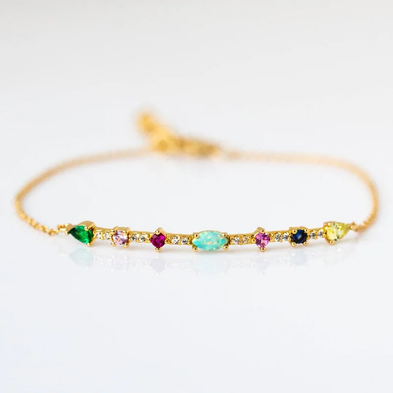 Ladies bracelets engagement gift ideas-Colorful Mixed Stone Bracelet