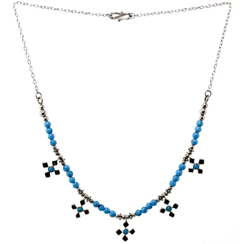 Ladies necklaces special occasion styles-Sterling Silver Turquoise Necklace