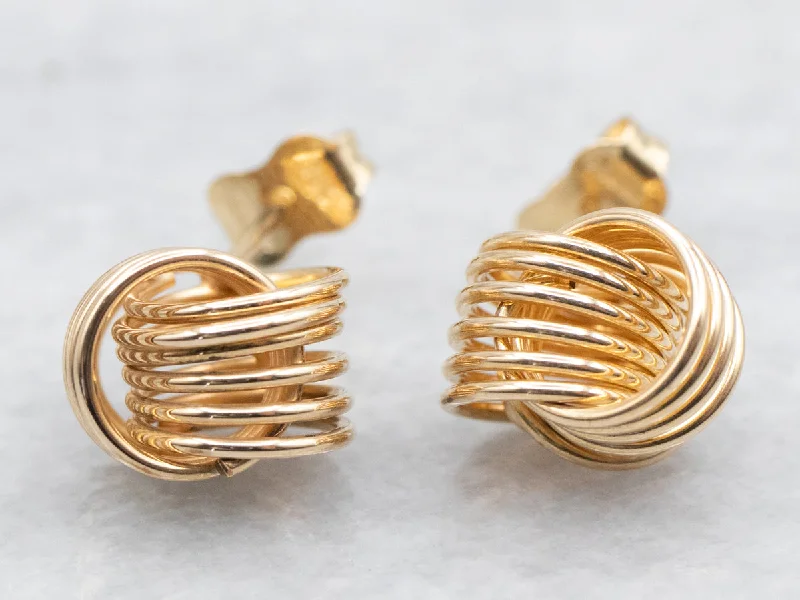 ladies earrings cuff-Polished Gold Knot Stud Earrings